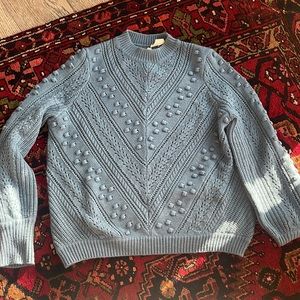 Sezane Blue Sweater with Pompoms XS